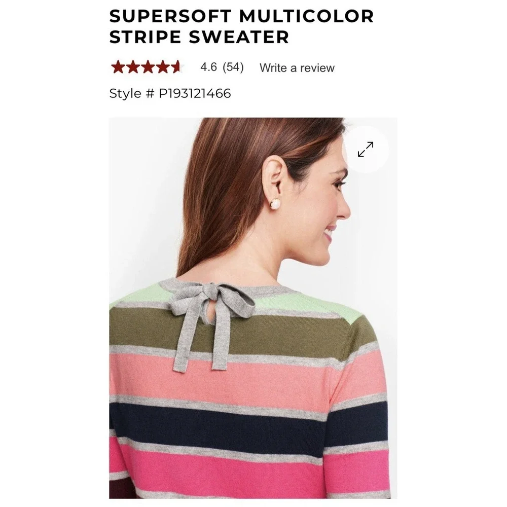 Talbots Supersoft Sweater Womens XL‎ Striped Cashmere Blend Lightweight Preppy